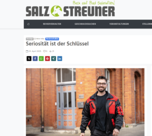 Zeitungsausschnitt vom Salzstreuner für den Beitrag "Seriosität ist der Schlüssel"